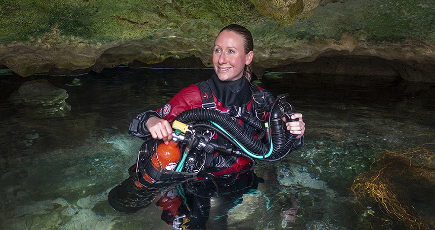 Becky with her Liberty rebreather